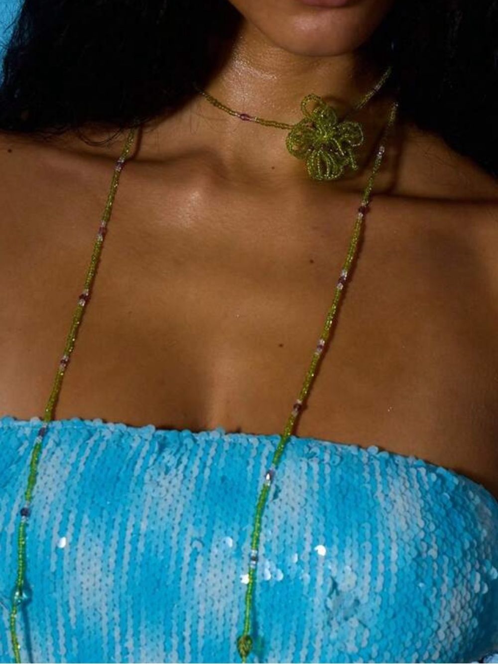 Beaded Flower Lariat Necklace #2729